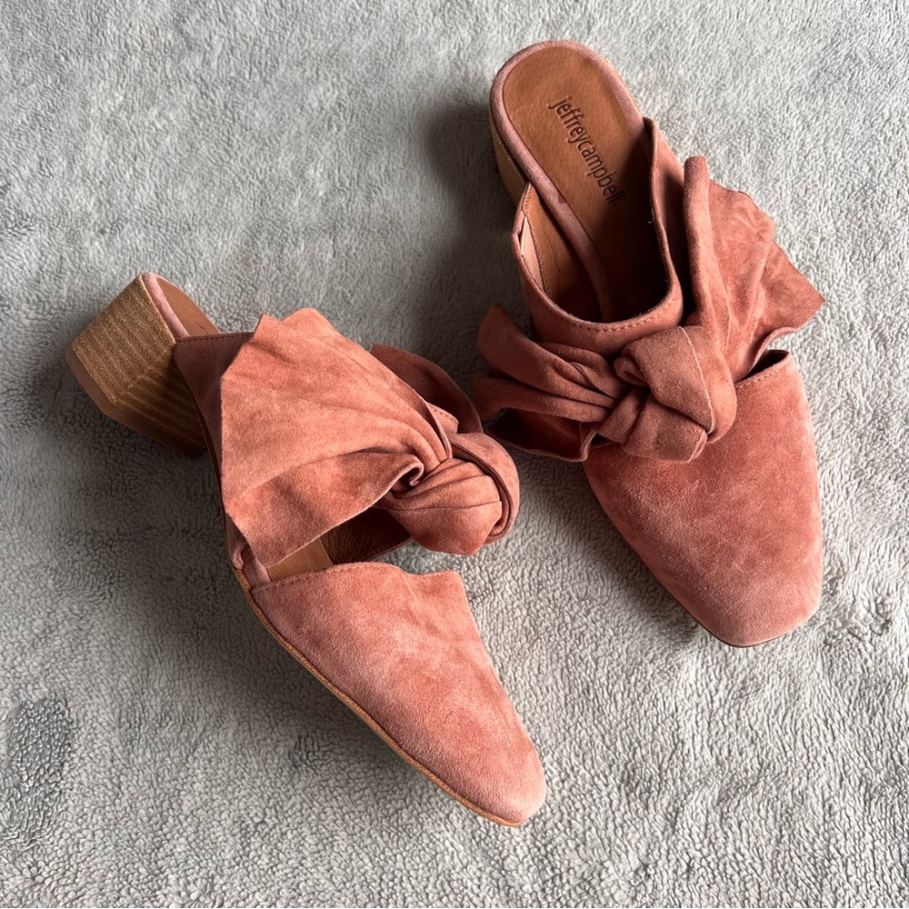Jeffrey Campbell Dusty Rose Suede Knot Mules